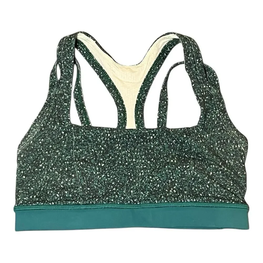 Lululemon‎ Splendour Sports Bra Size 4 Flashback Static Seamist Forage Teal Gym